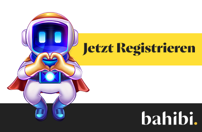 Animierter Roboter mit Registrieren Button bei Bahibi
